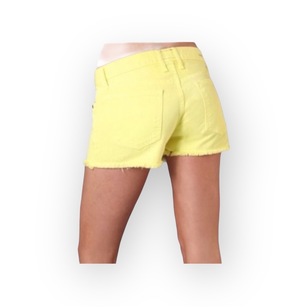 new Current/Elliott ➾ The Boyfriend Short ➾ Cut Off Stretch Denim ➾ Neon Yellow - Picture 4 of 16